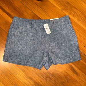 LOFT Outlet 4" shorts, size 4, in heathered blue,  linen cotton blend